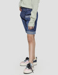 Little M Celana Pendek Denim Big Pocket Paperbag Waist Anak Perempuan