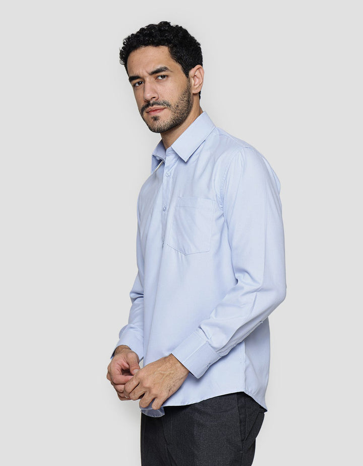 Cole Slim Twill Polyester Pd Palton Kemeja Lengan Panjang Pria