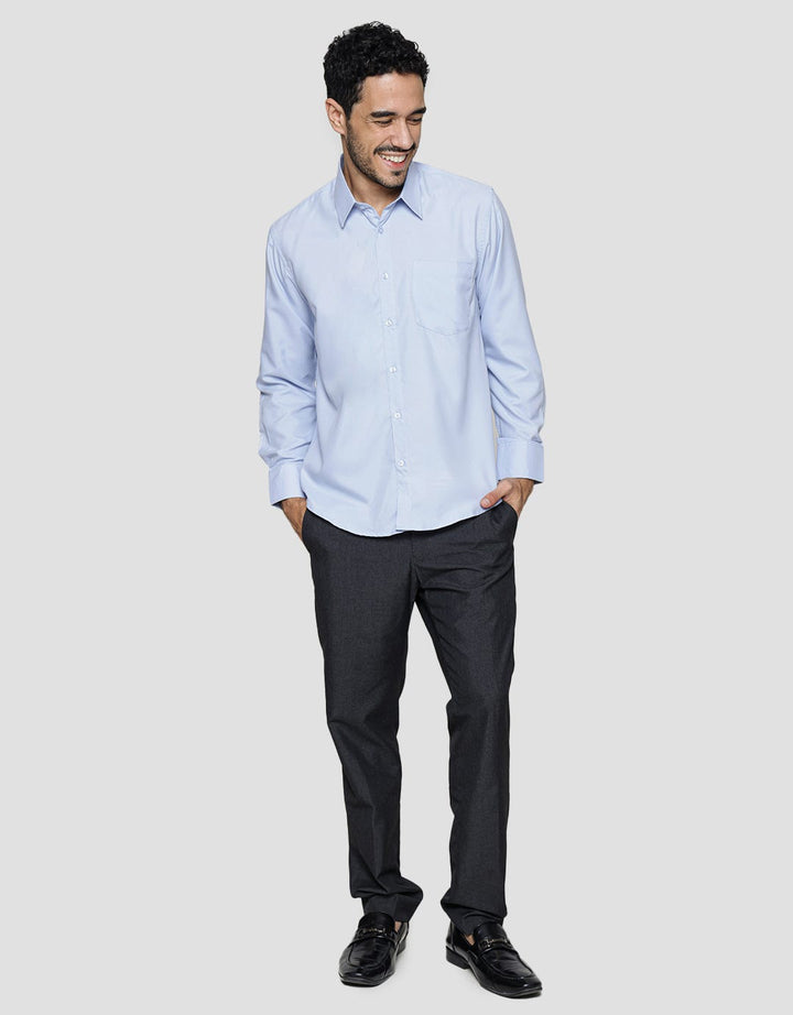 Cole Slim Twill Polyester Pd Palton Kemeja Lengan Panjang Pria
