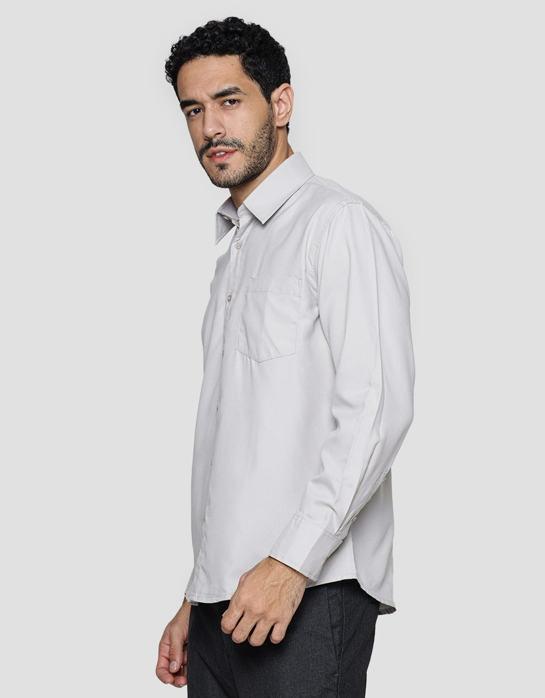 Cole Kemeja Lengan Panjang Slim Twill Pria