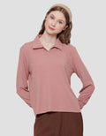 Nevada Sld Textured Fabric Polo Neck Set Sweater Wanita
