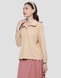 Nevada Sld Textured Fabric Polo Neck Set Sweater Wanita