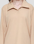 Nevada Sld Textured Fabric Polo Neck Set Sweater Wanita