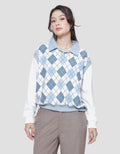 Nevada Polo Neck Argyle Pattern Sweater Wanita