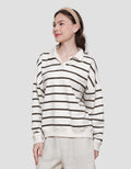 Nevada Print Stripe Polo Neck Women's Sweater