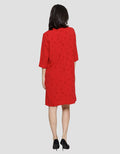 St. Yves Short Sleeve Midi Dress Embossed Print Cny Collar