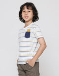Little M Kaos Lengan Pendek Anak Laki-laki Print Stripes Monster Katun Combat