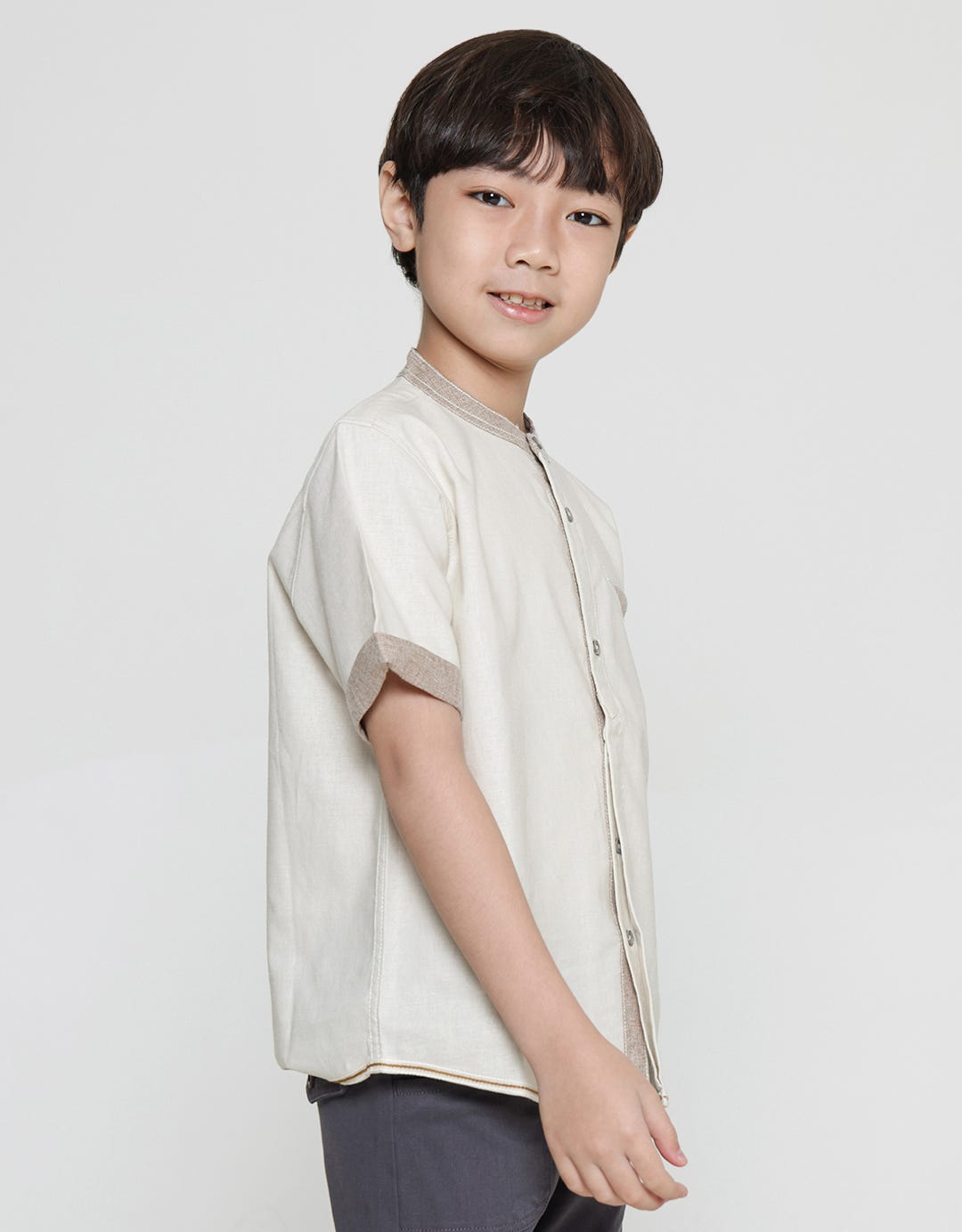 Little M Solid Linen Boys Koko Shirt