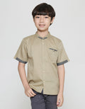 Little M Solid Doby Casual Koko Shirt for Boys