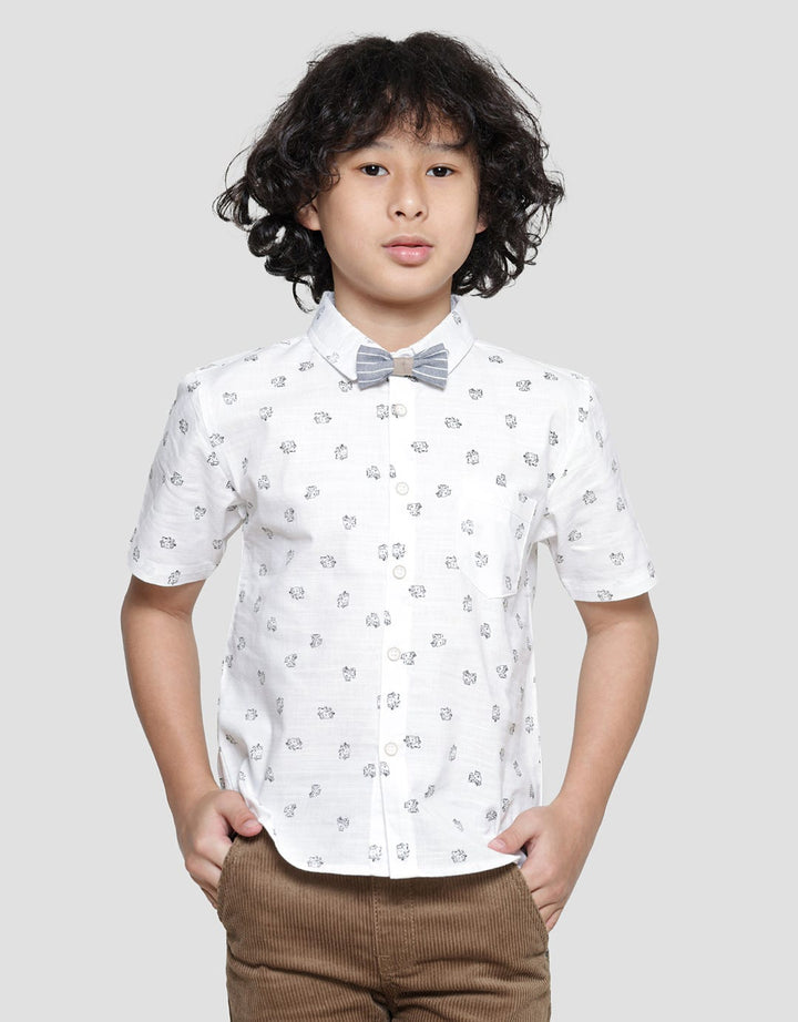 Little M Elephant Text Kemeja Anak Laki-laki