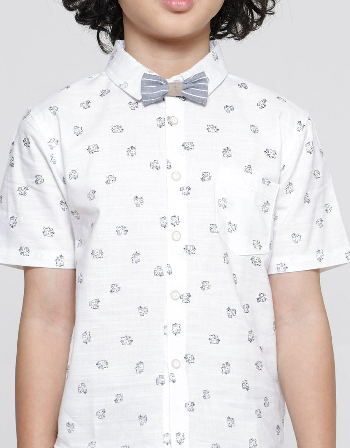 Little M Elephant Text Kemeja Anak Laki-laki