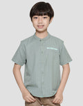 Little M Texture Dobby Stripes Kemeja Lengan Pendek Anak Laki-laki