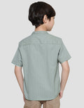 Little M Texture Dobby Stripes Kemeja Lengan Pendek Anak Laki-laki