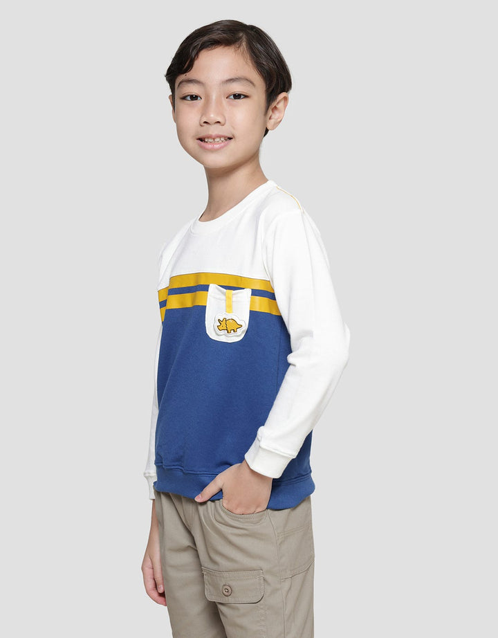 Little M Terry Cut N Sewn Boys Dino Sweater