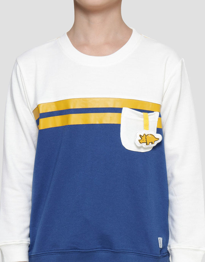 Little M Terry Cut N Sewn Boys Dino Sweater