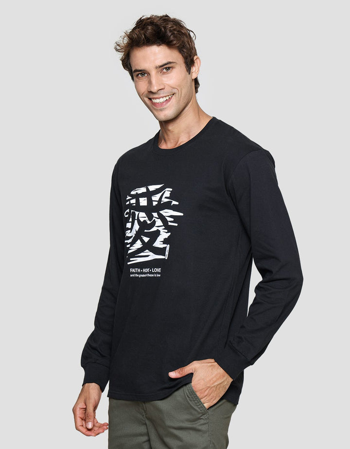 T Zone Men's Long Sleeve T-Shirt Oriental Theme Print