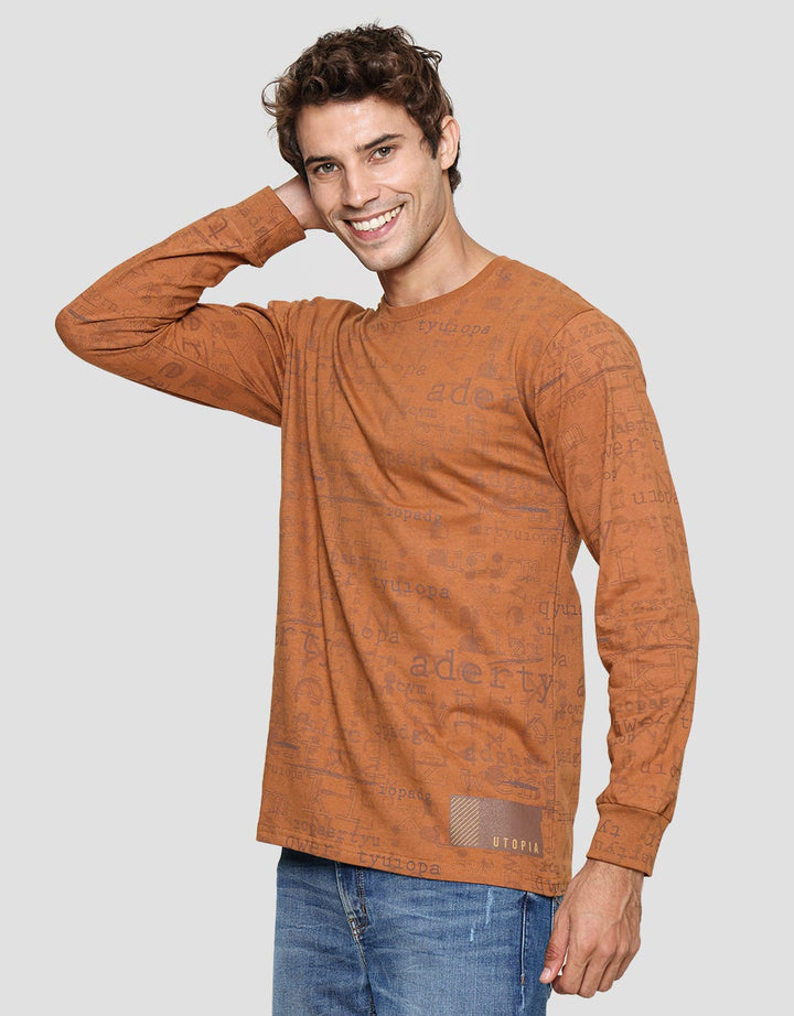 T Zone Men's Long Sleeve T-Shirt Print Theme Line Drawing
