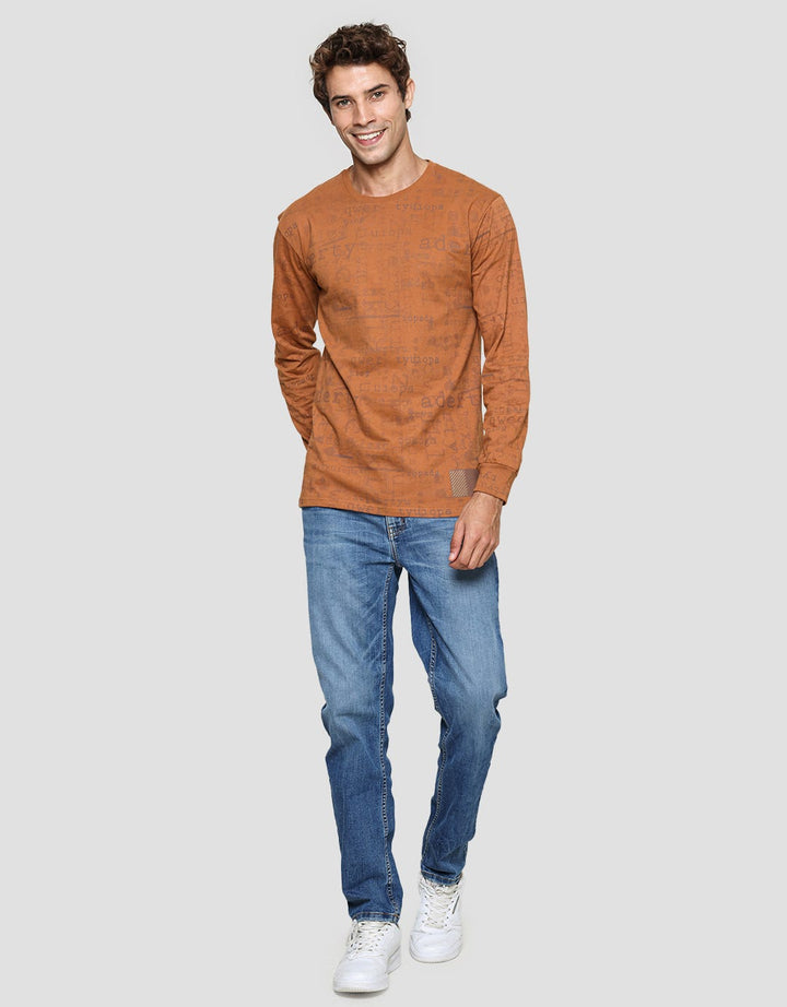 T Zone Men's Long Sleeve T-Shirt Print Theme Line Drawing