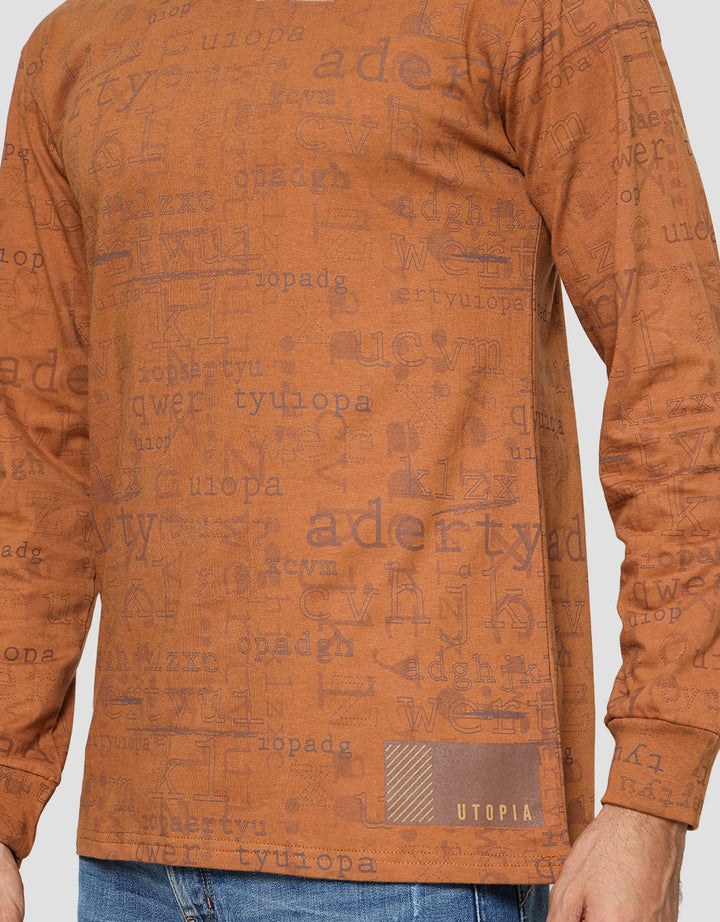 T Zone Men's Long Sleeve T-Shirt Print Theme Line Drawing
