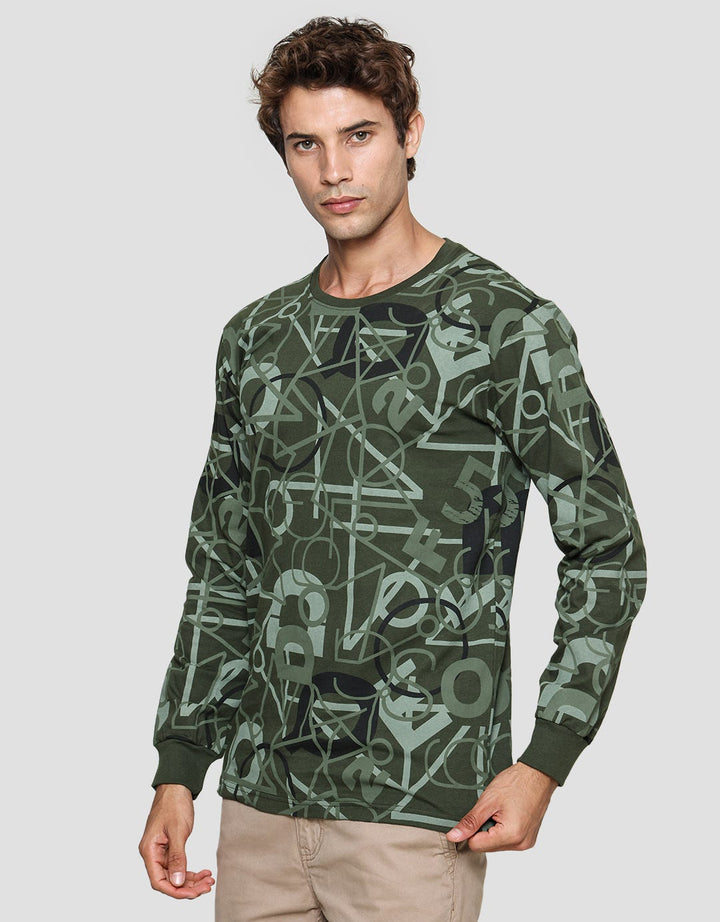 T Zone Kaos Lengan Panjang Pria Fullprint Theme Line Drawing