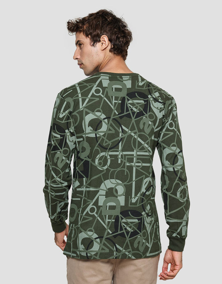 T Zone Kaos Lengan Panjang Pria Fullprint Theme Line Drawing