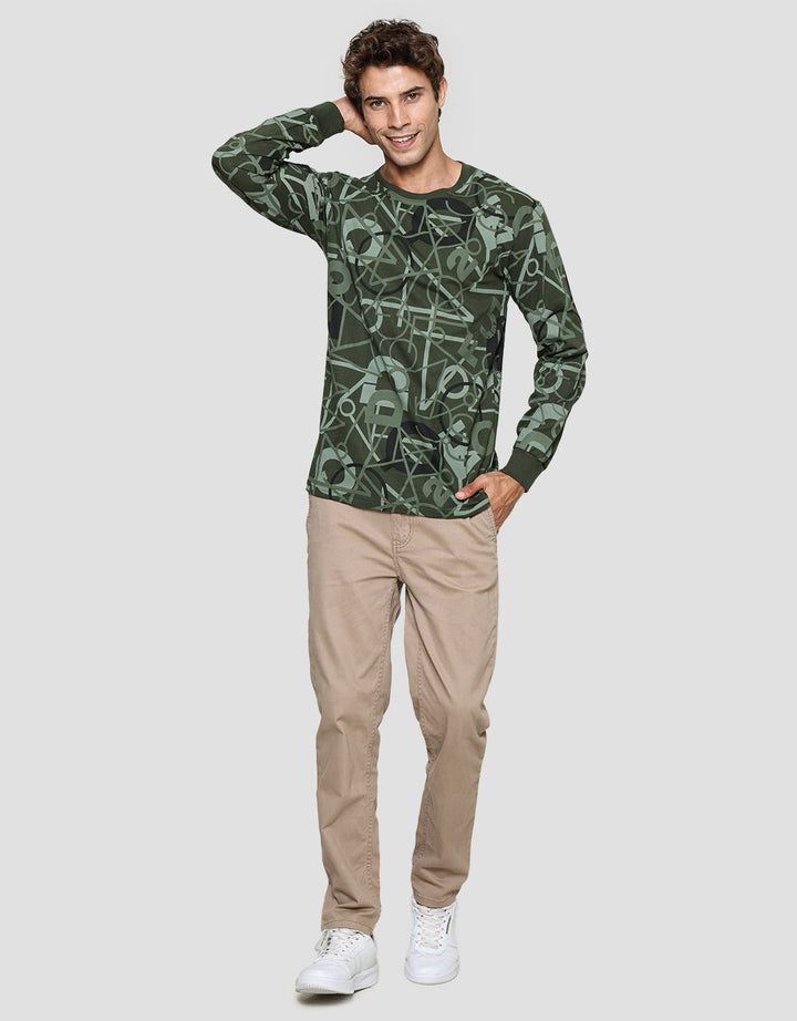 T Zone Kaos Lengan Panjang Pria Fullprint Theme Line Drawing