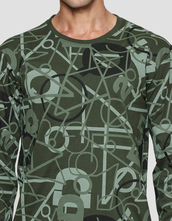 T Zone Kaos Lengan Panjang Pria Fullprint Theme Line Drawing