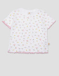 Little M Rib Full Print Flower Kaos Lengan Pendek Anak Perempuan