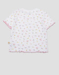 Little M Rib Full Print Flower Kaos Lengan Pendek Anak Perempuan