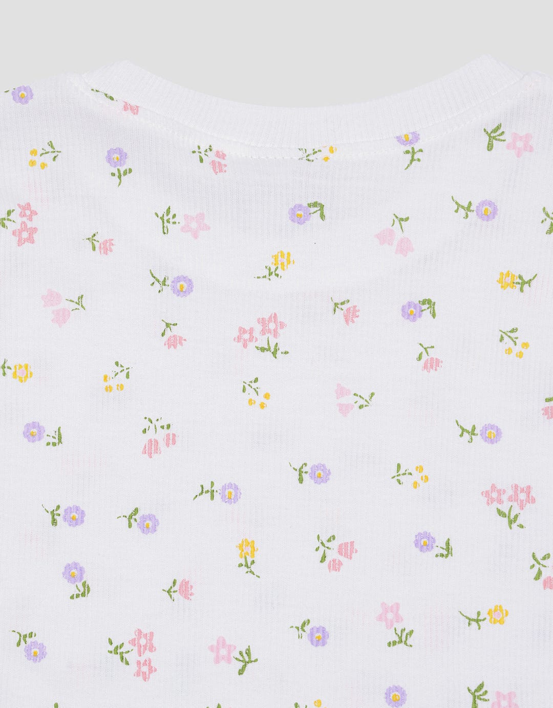 Little M Rib Full Print Flower Girls Short Sleeve T-shirt