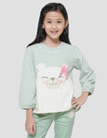 Little M Beary Love Aplikasi Kaos Lengan Panjang Anak Perempuan
