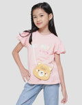 Little M Tas Bear Kaos Lengan Pendek Anak Perempuan