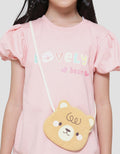 Little M Tas Bear Kaos Lengan Pendek Anak Perempuan