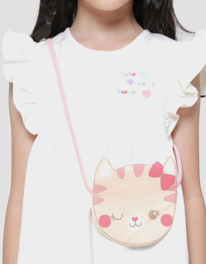 Little M Cute Cat Bag Short Sleeve T-shirt for Girls