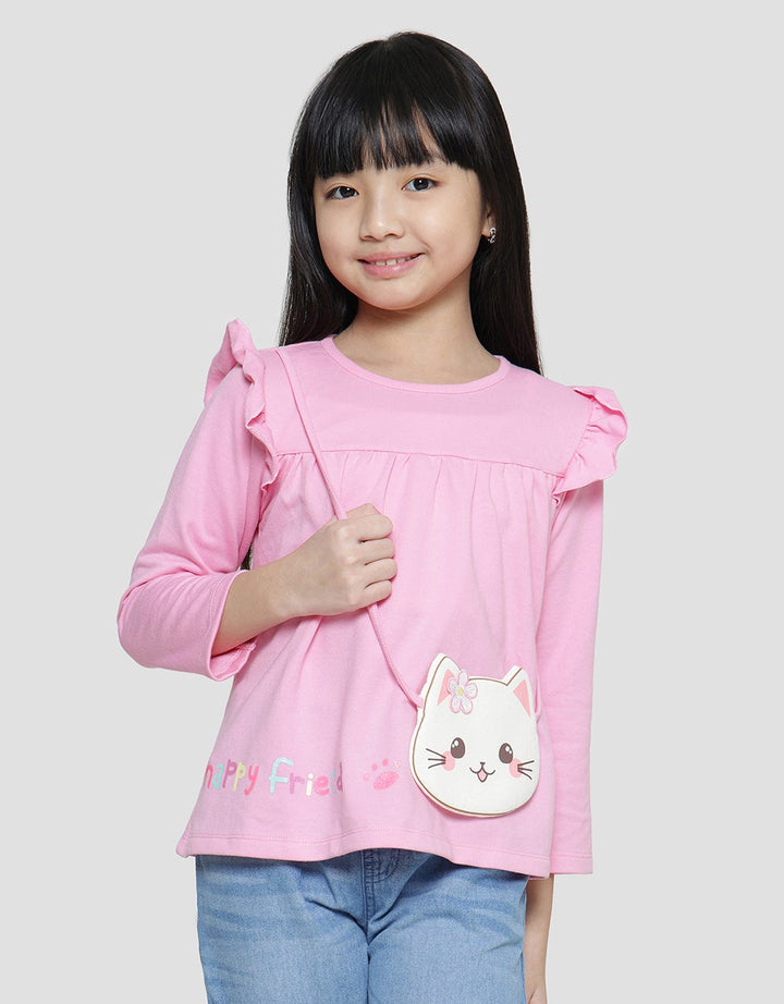 Little M Cat Bag Kaos Anak Perempuan
