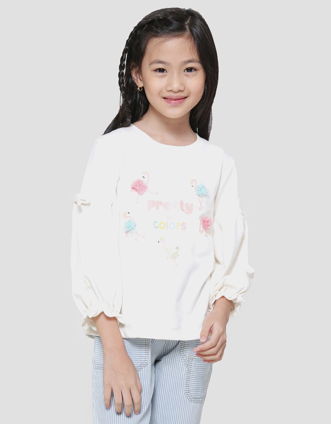 Little M Tile Pom Flaminggo Kaos Anak Perempuan