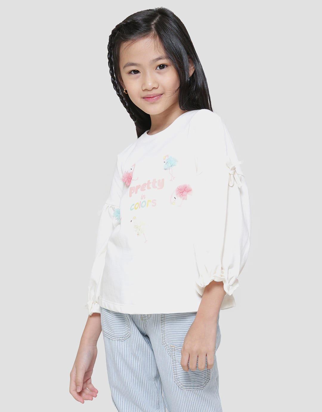 Little M Tile Pom Flaminggo Kaos Anak Perempuan