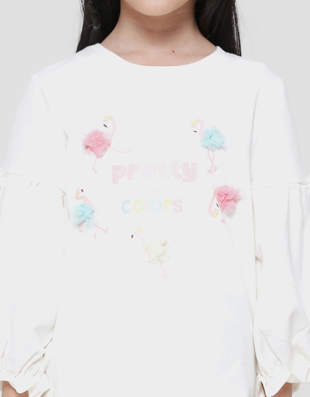 Little M Tile Pom Flaminggo Kaos Anak Perempuan