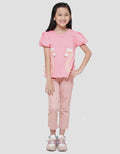 Little M 2 Flamingo Tile Stacking App Girls Short Sleeve T-Shirt
