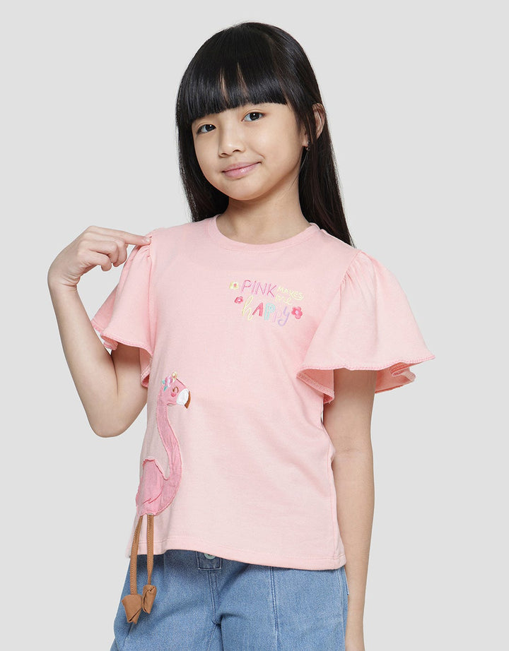 Little M Peacock Flamingo Girls T-Shirt