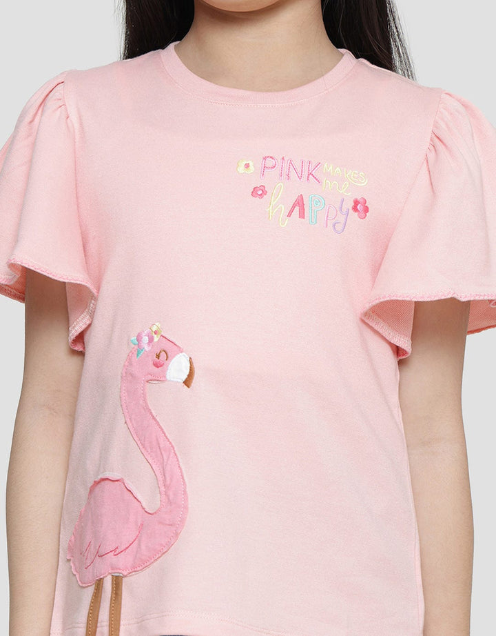 Little M Peacock Flamingo Girls T-Shirt