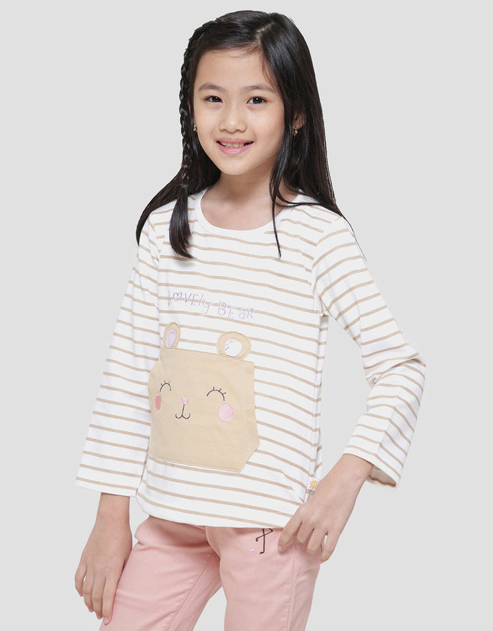 Little M Salur Kantong Bear Kaos Lengan Panjang Anak Perempuan