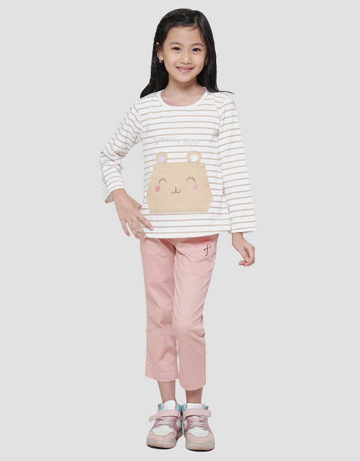 Little M Salur Kantong Bear Kaos Lengan Panjang Anak Perempuan