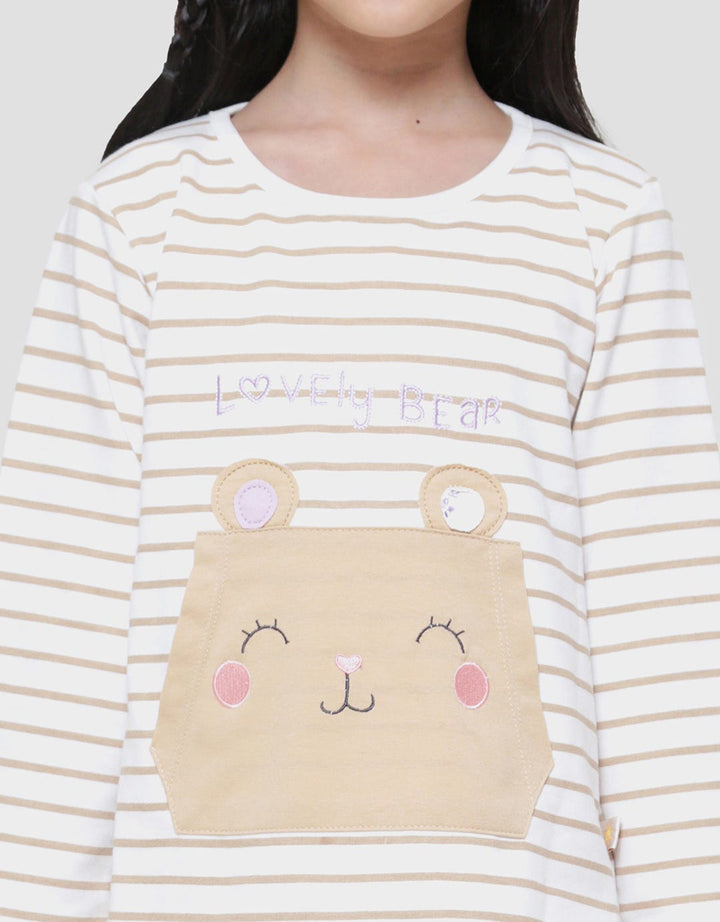 Little M Salur Kantong Bear Kaos Lengan Panjang Anak Perempuan