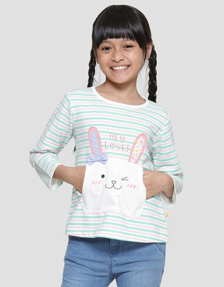 Little M Salur Kantong Kelinci Kaos Anak Perempuan