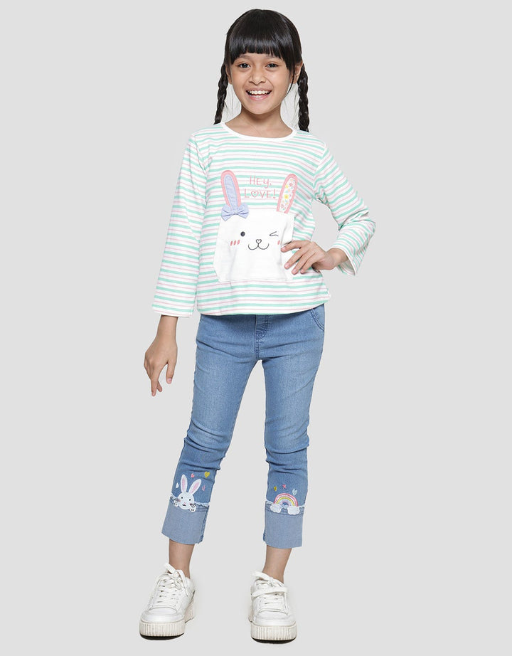 Little M Salur Kantong Kelinci Kaos Anak Perempuan