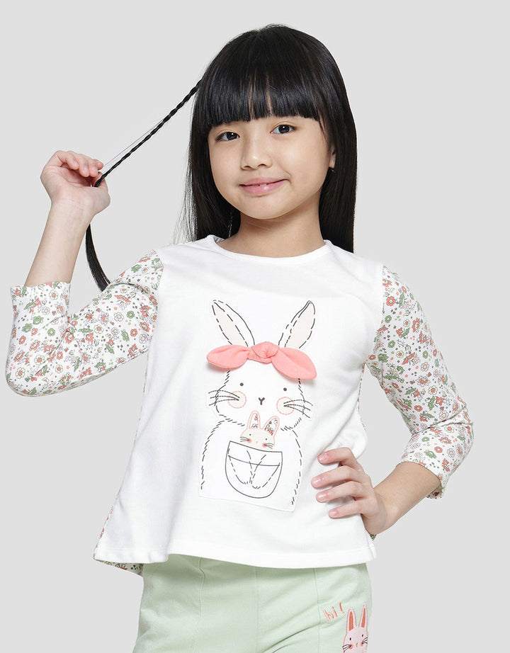 Little M Kombi Print Floral Kaos Lengan Panjang Anak Perempuan