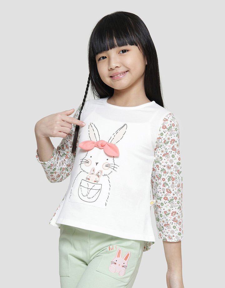 Little M Kombi Print Floral Kaos Lengan Panjang Anak Perempuan