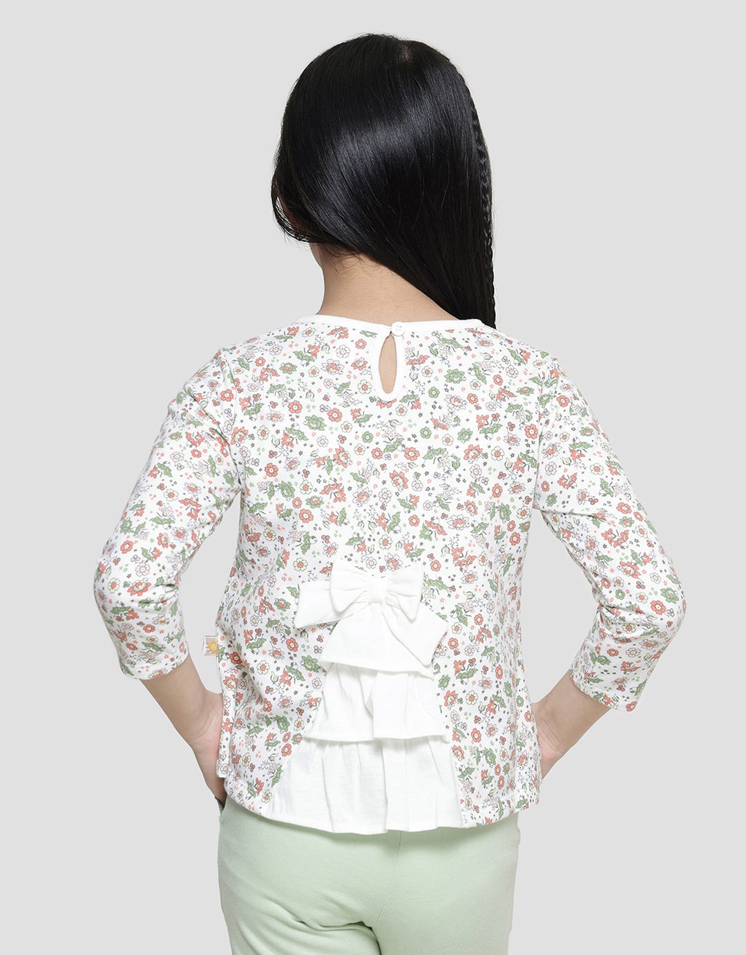 Little M Kombi Print Floral Kaos Lengan Panjang Anak Perempuan