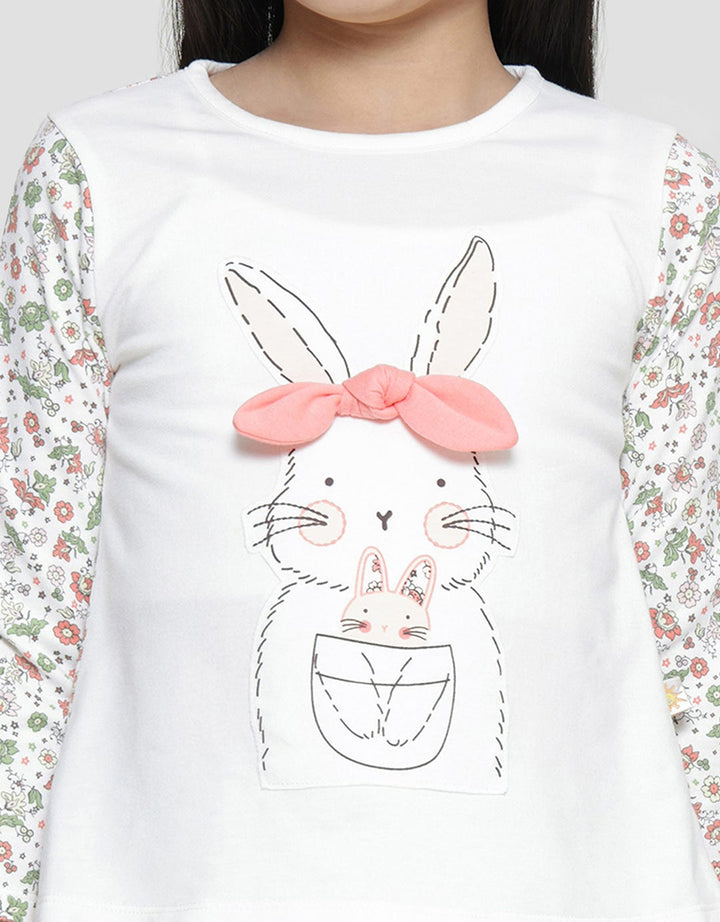 Little M Kombi Print Floral Kaos Lengan Panjang Anak Perempuan